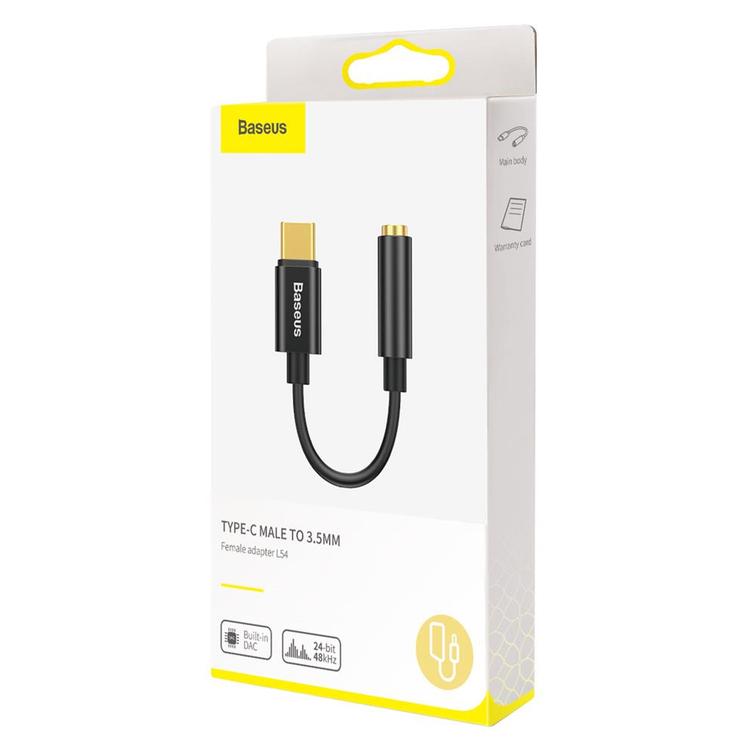 Baseus-sovitin L54 USB-C - 3,5 mm liitäntä, musta