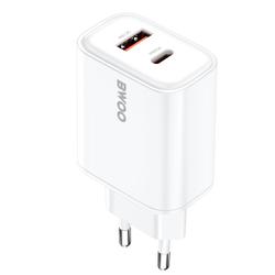BWOO CDA207 PD 36W seinälaturi 1x USB-A + USB-C -portti valkoinen