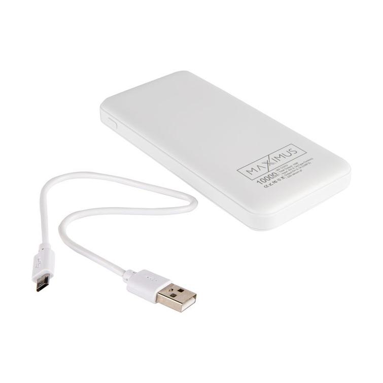 POWERBANK MX COCO 10 000mAh 2xUSB, 10W Li-Po, WHITE + MICROUSB CABLE