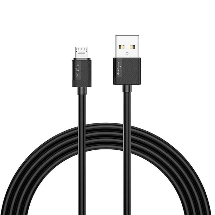 CABLE T-PHOX NETS MICRO USB BLACK 3A ; PVC ; 1,2M