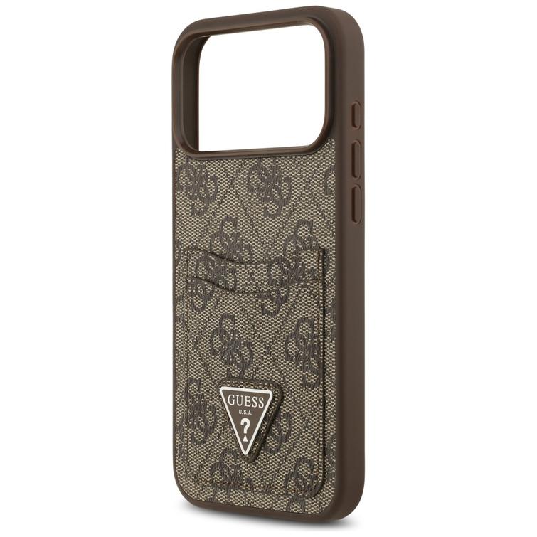 Guess 4G Double Card Triangle -suojakuori iPhone 17 Pro Maxille, ruskea
