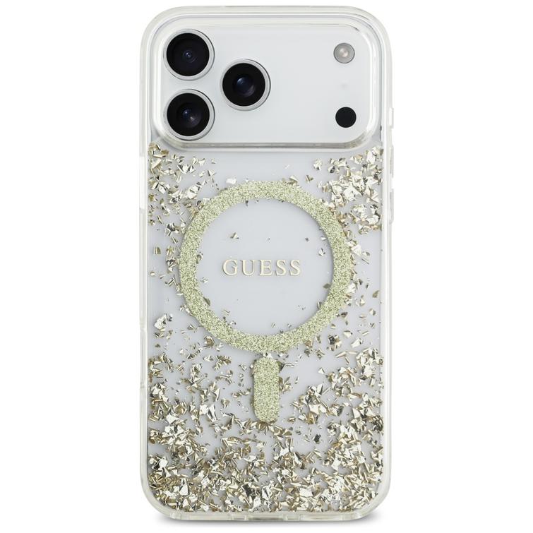 Guessin hartsipohjainen glitter-magneettisuojakuori iPhone 17 Pro Maxille złoty