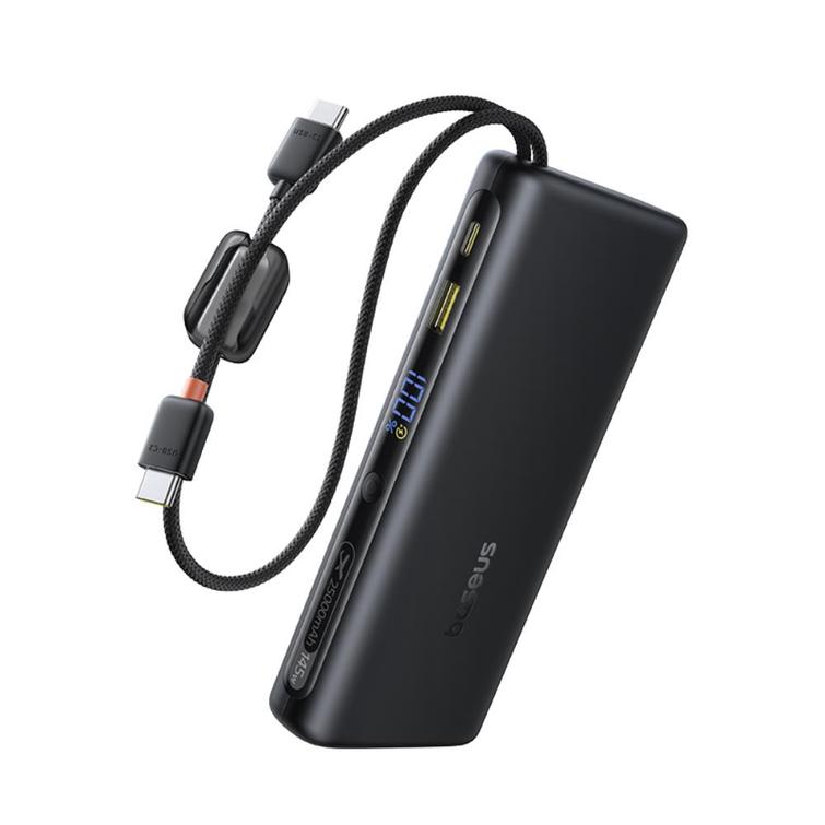 Baseus digital display power bank with dual built-in usb-c cables 25000mAh 145W Cosmic Black