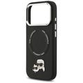 Karl Lagerfeld -kotelo, Magsafe PU -kotelo, jossa Karl&Choupette-p&auml;&auml;t, nastat, logo ja metalliset kamerapainikkeet iPhone 17 Prolle, musta