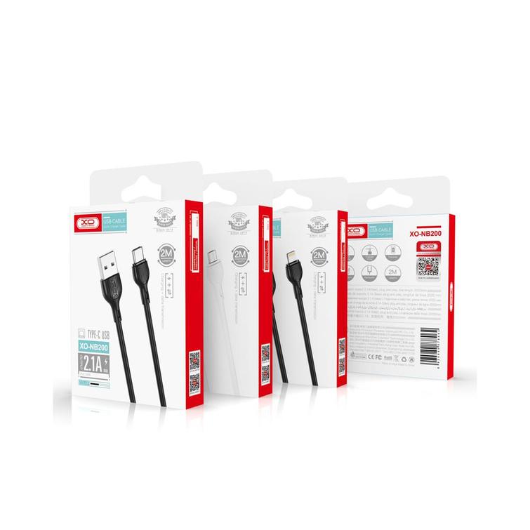 XO kaapeli NB200 USB - Lightning 2,0m 2.1A valkoinen