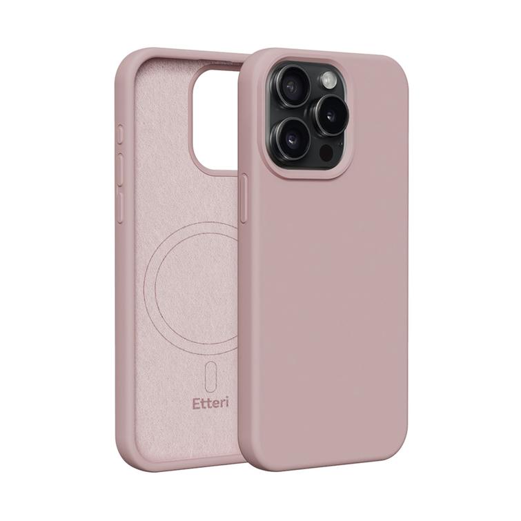 Etteri Silicone Mag kotelo iPhone 15 Prolle 6,1" vaaleanpunainen