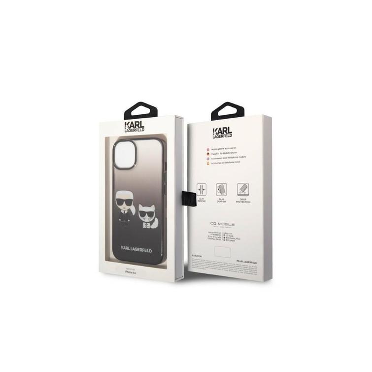 Karl Lagerfeld iPhone 14 Plus 6,7" suojakuori KLHCP14MTGKCK musta HC PC/TPU K&Choupette Centered Grad