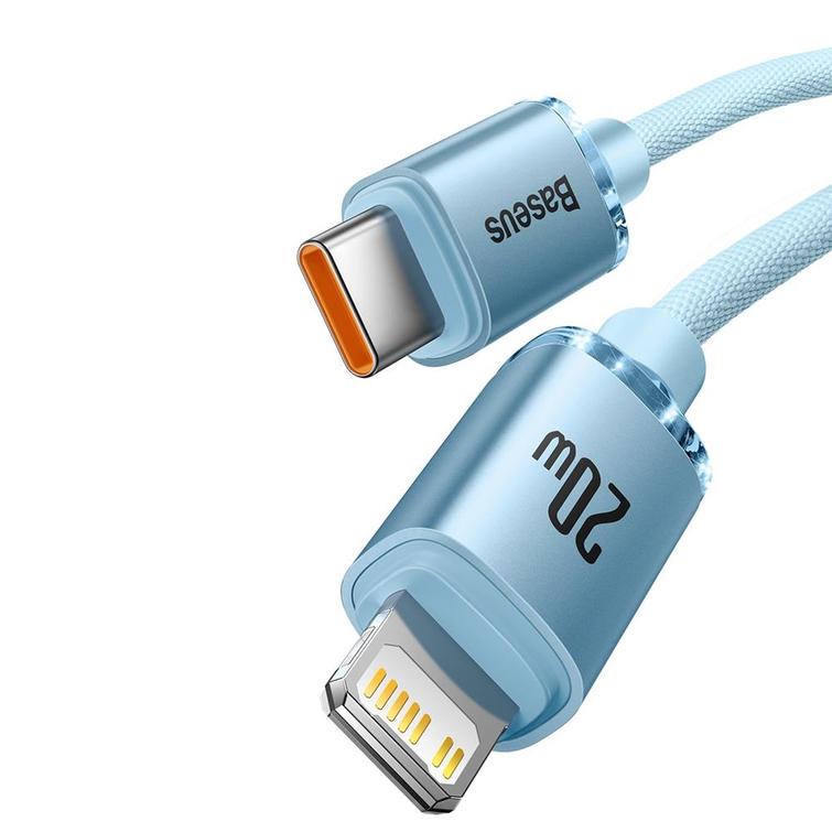 Baseus-kaapeli Crystal Shine USB-C - Lightning 1,2 m 20W taivaansininen