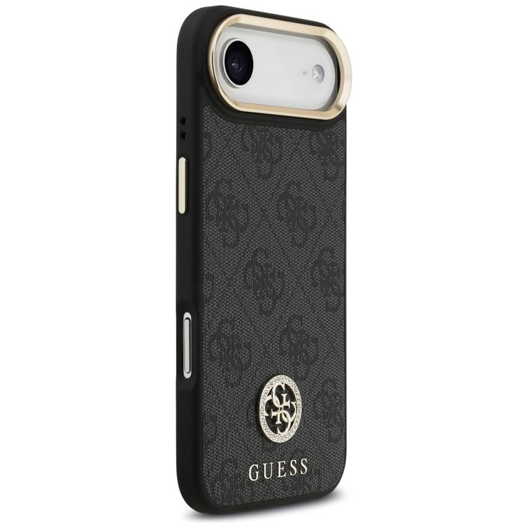 Guess 4G Strass Logo & Big Strap Metal Buttons MagSafe -suojakuori iPhone Airille, musta