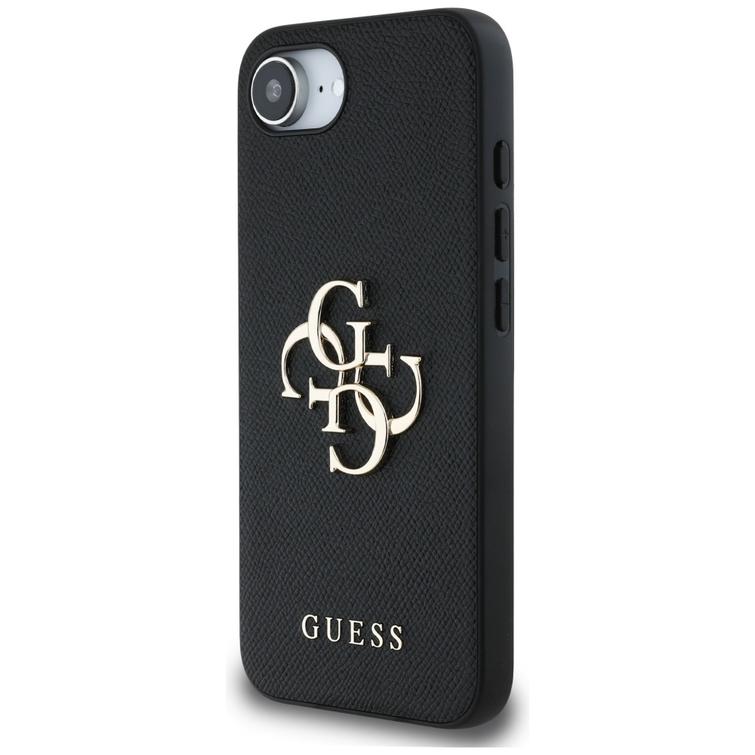 Guess HC PU Grained Big 4G and Classic Logo -kotelo iPhone 16e musta