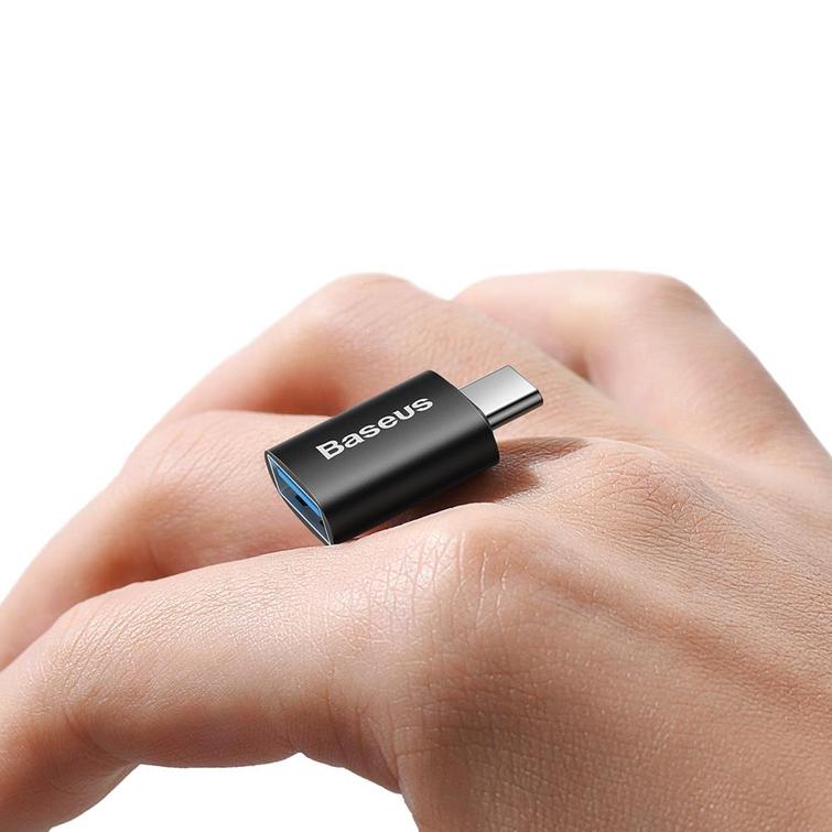 Baseus Ingenuity USB-C - USB-A 3.1 -sovitin, musta, OTG