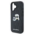 Karl Lagerfeld iPhone 16 6,1" -puhelimen kuoret, KLHCP16SPGKLKCPK, musta, kova monogrammikuvioinen Karl&Choupette-neula.