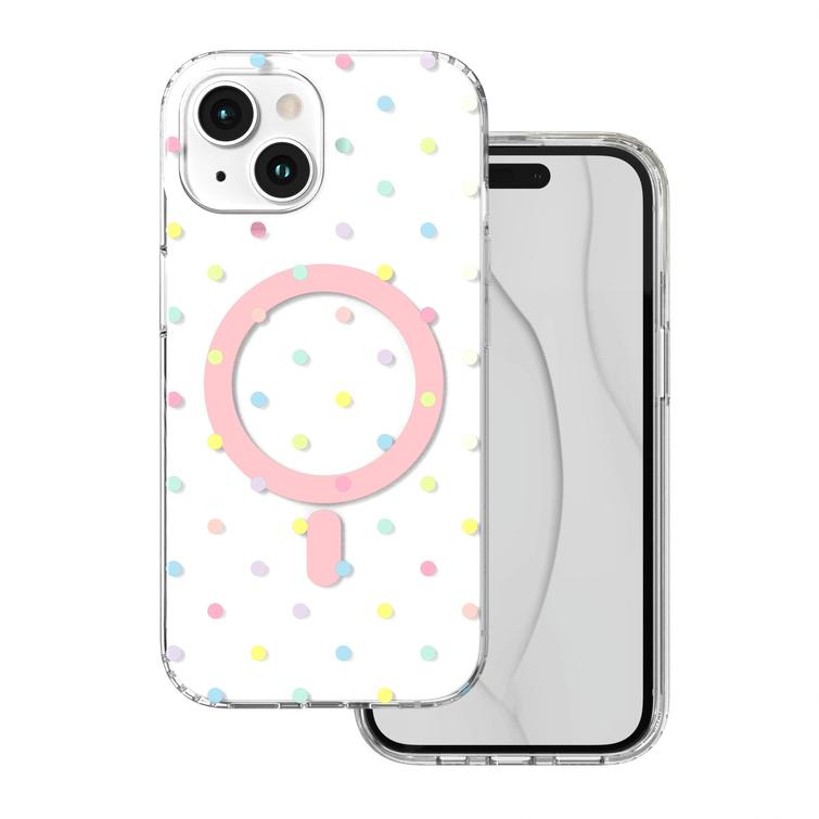 Bubble Dots Mag -kuori iPhone 15 6,1" valkoinen