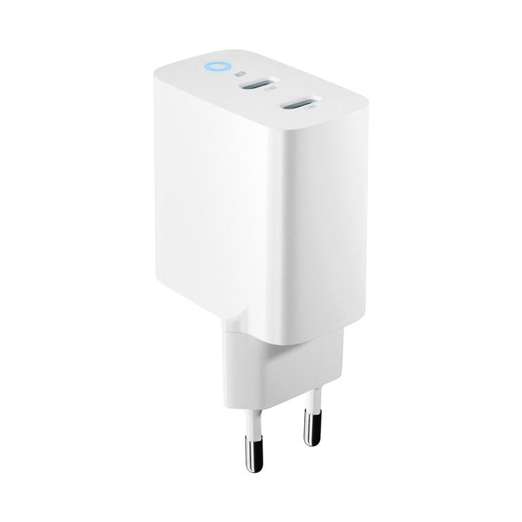 Forever TC-06-65CC GaN PD QC laturi 2x USB-C 65W valkoinen
