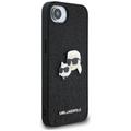 Karl Lagerfeld HC Fixed Glitter K&C Heads Logo Metal Pin -suojakuori iPhone 16e:lle, musta