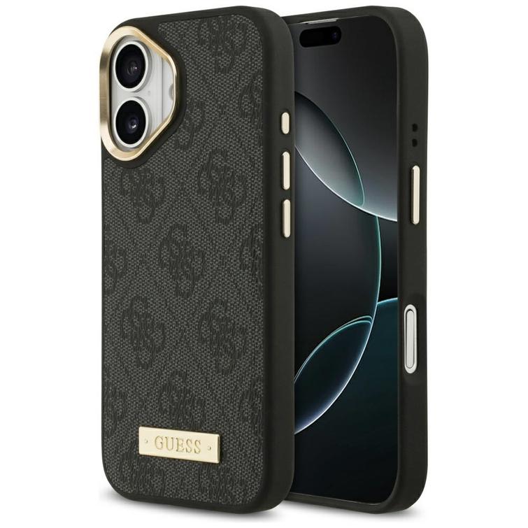 Guess 4G Logo Plate MagSafe case for iPhone 17 black