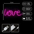 Neon LED-valo LOVE pinkki Lepakko + USB FLNE05 Forever Light