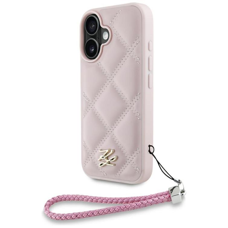 Karl Lagerfeld HC Quilted PU -suojakuori iPhone 16:lle, pinkki