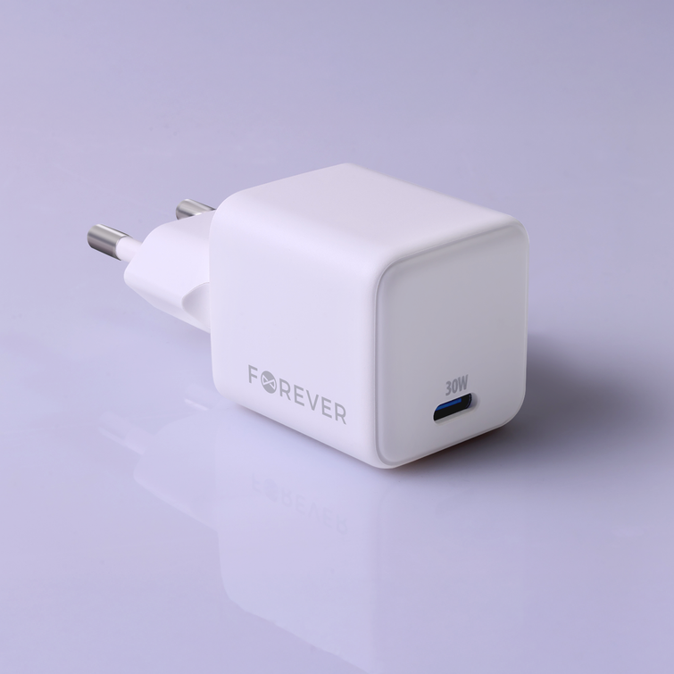 Forever TC-08-30C GaN PD laturi 1x USB-C 30W valkoinen