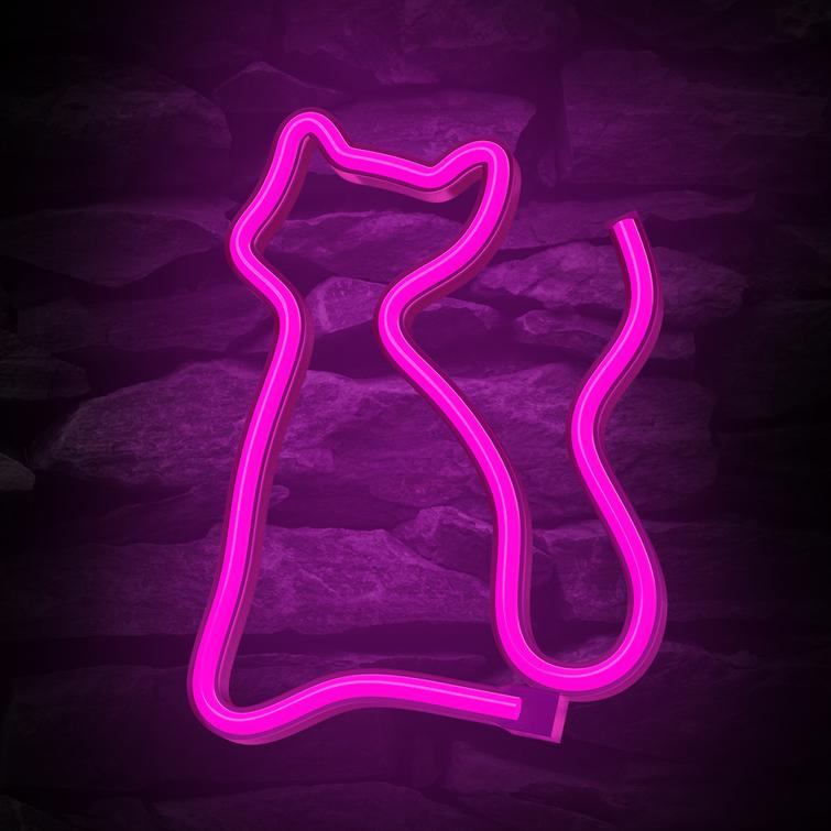 Neon LED-valo CAT pinkki Lepakko + USB FLNE04 Forever Light