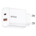 BWOO CDA207 PD 36W sein&auml;laturi 1x USB-A + USB-C -portti valkoinen