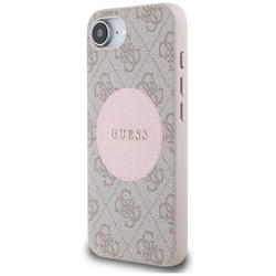 Guess HC MagSafe PU 4G Circle -suojakuori klassisella logolla iPhone 16e:lle, pinkki