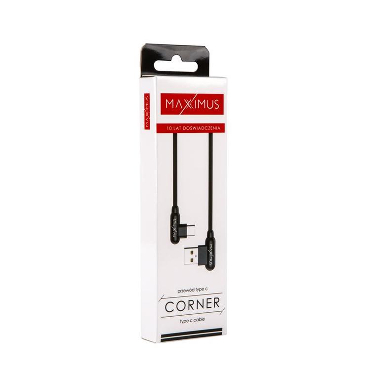 CABLE MX CORNER FAST CHARGE TYPE-C 2.4A/1M/BLACK ANGULAR