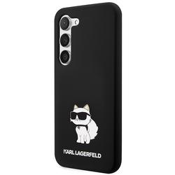 Karl Lagerfeld -suojakuori Samsung Galaxy S24:lle, KLHCS24SSNCHBCK, musta HC SILICONE NFT CHOUPETTE -materiaalista.