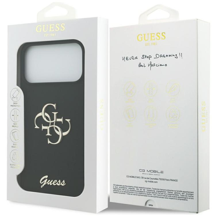 Guess Silicone Big 4G Script case for iPhone 17 Pro Max black