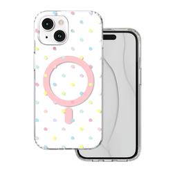 Bubble Dots Mag -kuori iPhone 15 6,1" valkoinen