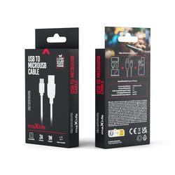Maxlife-kaapeli USB - microUSB 1,0 m 2A valkoinen