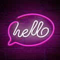 Neon LED-valo HELLO pinkki valkoinen lepakko + USB FLNE15 Forever Light