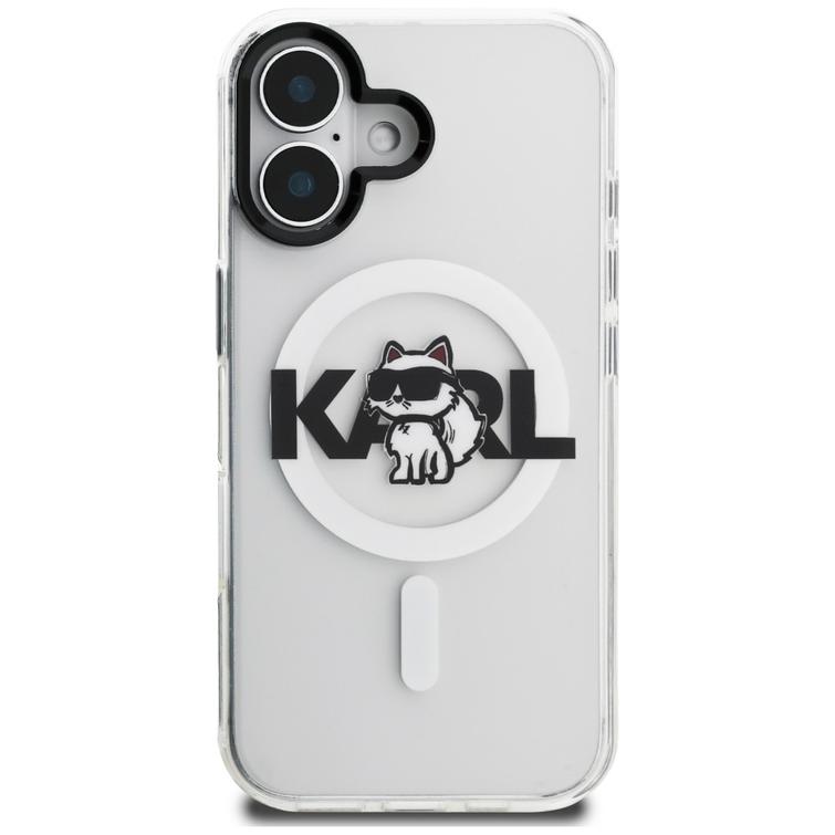 Karl Lagerfeld suojakuori iPhone 17 6,1" IML Choupette Sketch Logo MagSafe läpinäkyvä