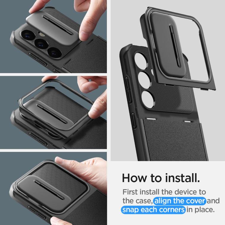 Spigen Optic Armor suojakuori Samsung Galaxy S24:lle, musta