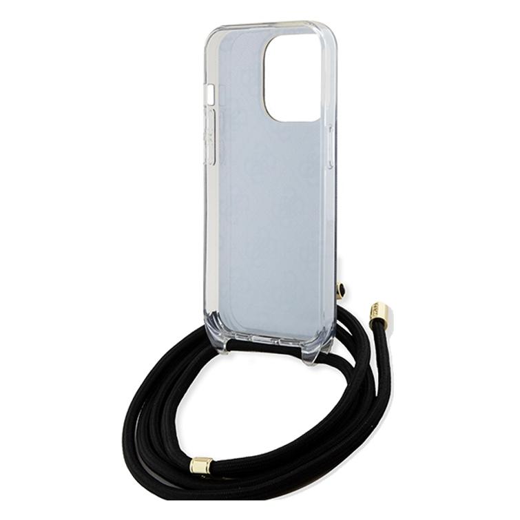 Guess iPhone 15 Pro 6,1" suojakuori GUHCP15LHC4SEK musta HC CROSSBODY CORD 4G PRINT