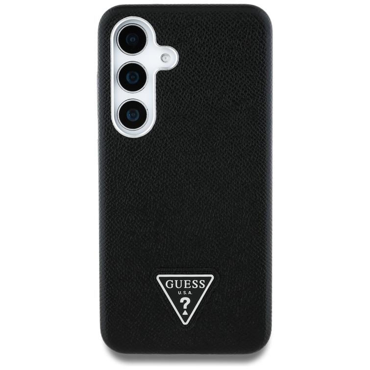 Etui Guess Grained Triangle Logo MagSafe do Samsung Galaxy S25 czarny