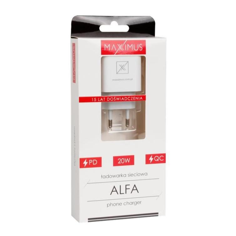 Łaowarka Sieciowa MX ALFA 20W PD+QC, USB-A+C biała TTT