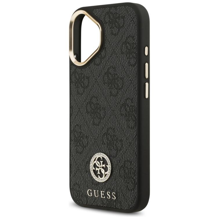 Guess 4G Strass Logo & Big Strap Metal Buttons MagSafe -kotelo iPhone 17:lle, musta