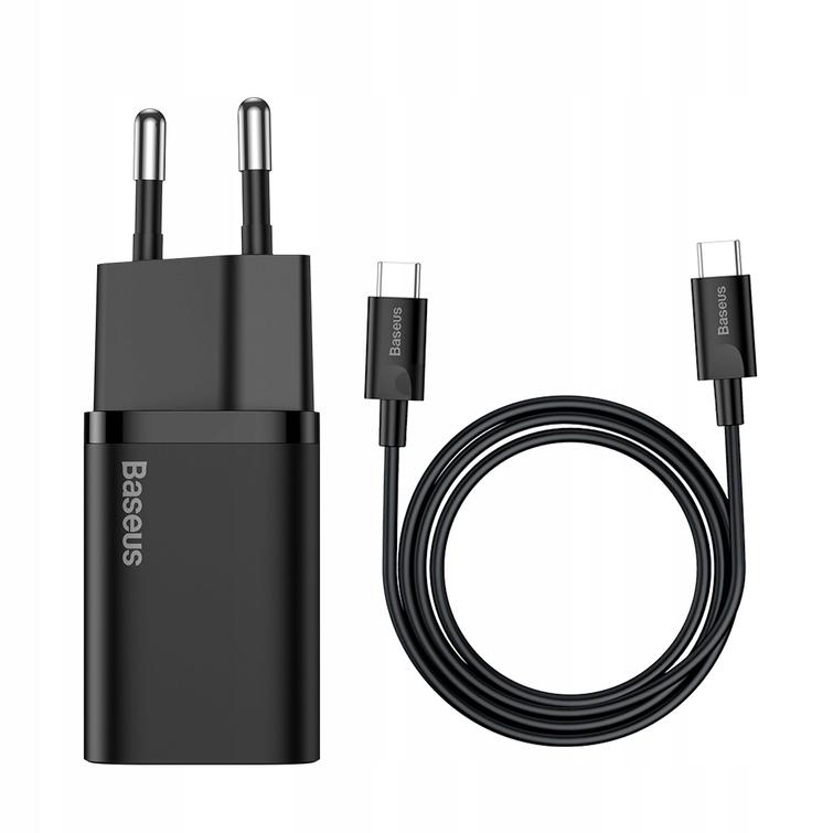 Baseus-seinälaturi Super Si PD 25W 1x USBC musta + USB-C - USB-C-kaapeli