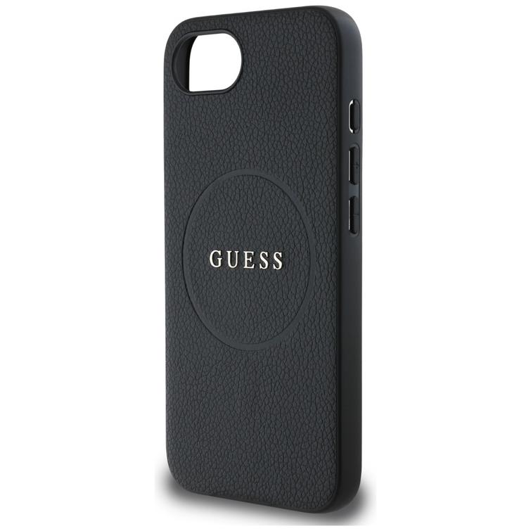 Guess HC MagSafe PU -kuvioitu kultainen rengaskuori iPhone 16e:lle, musta