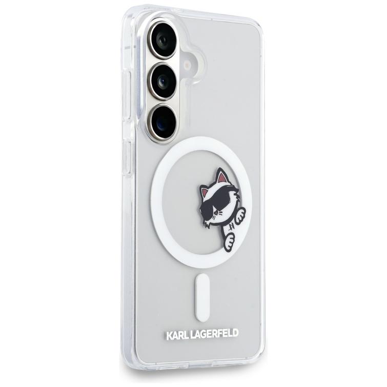 Karl Lagerfeld case IML Peekaboo Choupette MagSafe for Samsung Galaxy S26 transparent