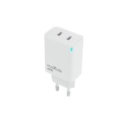 Maxlife MXTC-09-45CC GaN PD QC charger 2x USB-C 45W white