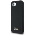Guess HC Silicone Script Metal Logo -suojakuori iPhone 16e:lle, musta