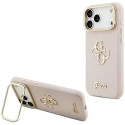 Guess Grained Big 4G & Stand -kamerakotelo iPhone 17 Pro Maxille, pinkki