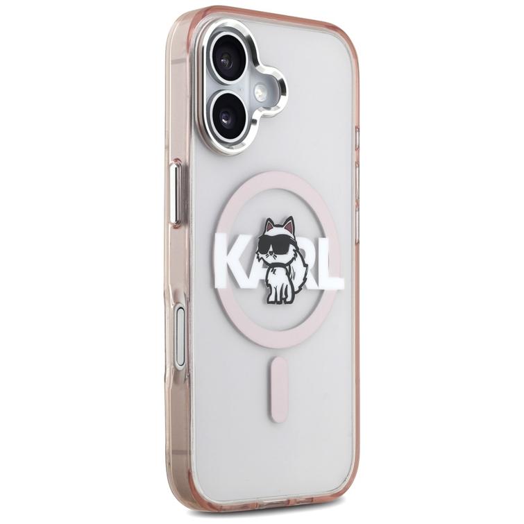 Karl Lagerfeld suojakuori iPhone 17 6,1" IML Choupette Sketch Logo MagSafe vaaleanpunainen