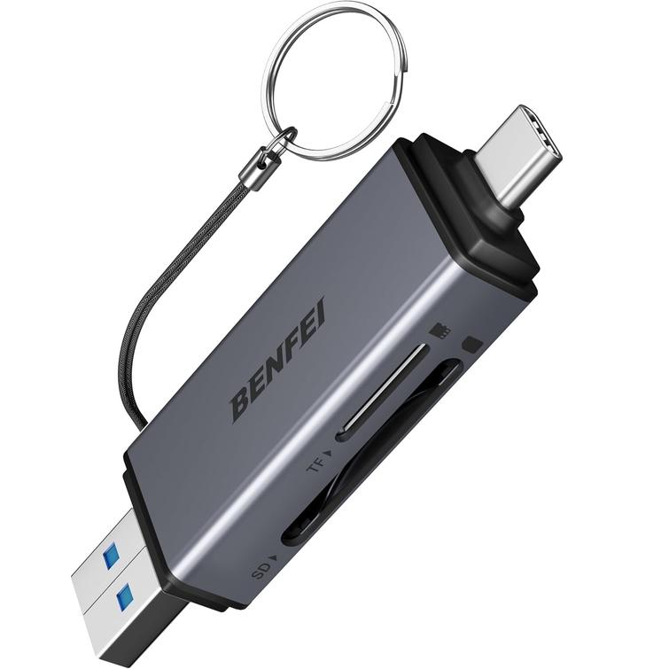 BENFEI card reader 2 in 1 USB-C USB-A 3.0 for SD Micro SD black