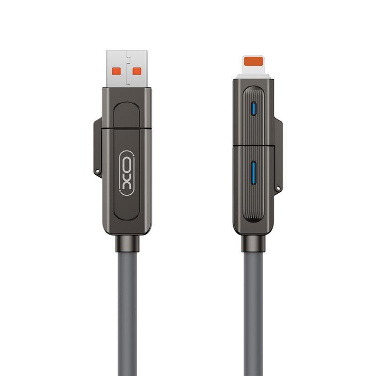XO-kaapeli NB275 4w1 USB-C - Lightning + USB - USB-C 60W 1,0m szary