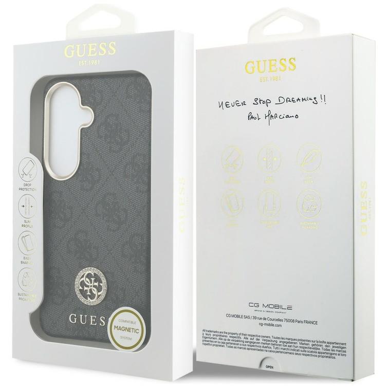 Guess case 4G Rhinestone Round Logo MagSafe for Samsung Galaxy S26 black