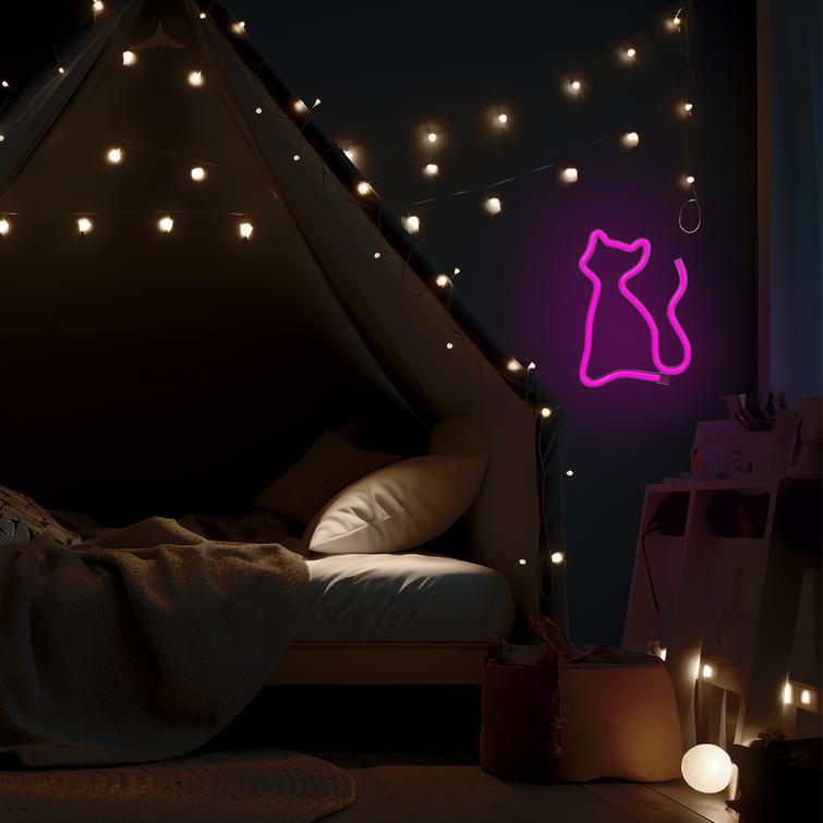 Neon LED-valo CAT pinkki Lepakko + USB FLNE04 Forever Light