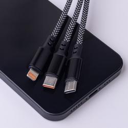 Maxlife ALLin1 -kaapeli USB + USB-C - Lightning + 2x USB-C 1,0 m 66W musta